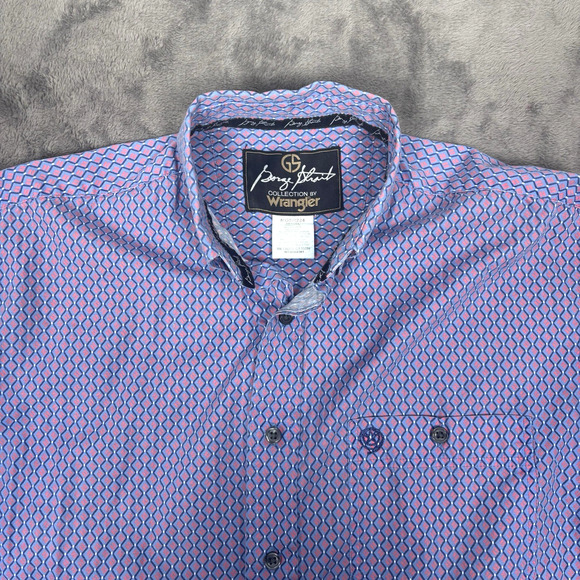 Wrangler George Straight Collection Men's Size Medium Blue Geometric Long Sleeve - Picture 3 of 5
